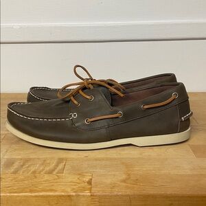 J. Crew factory brown coated leather deck shoes men’s size 13